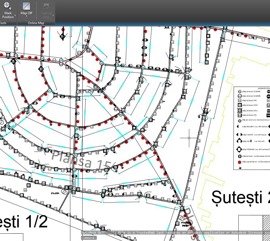 Plan situație - Studiu de Coexistență pentru rețea telecomunicații pentru stâlpi de joasă tensiune