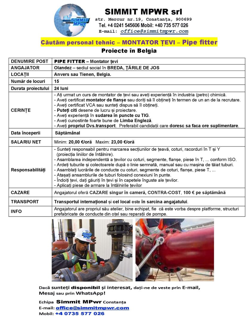 Pipe Fitter - Țările de Jos