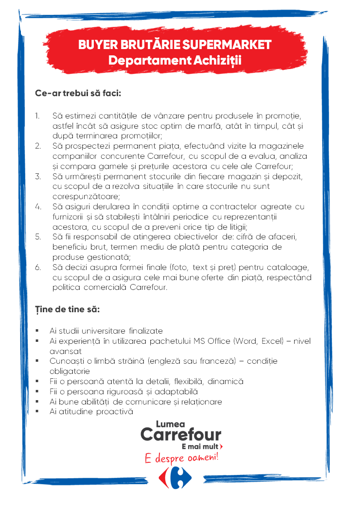 Buyer Brutărie Supermarket la Carrefour