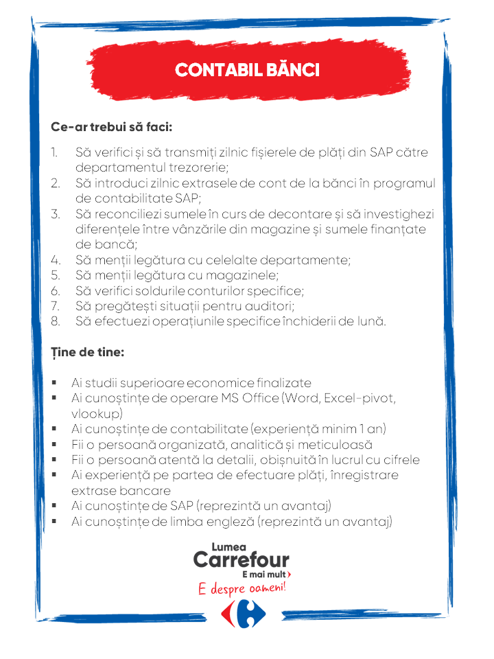 Contabil Bănci la Carrefour