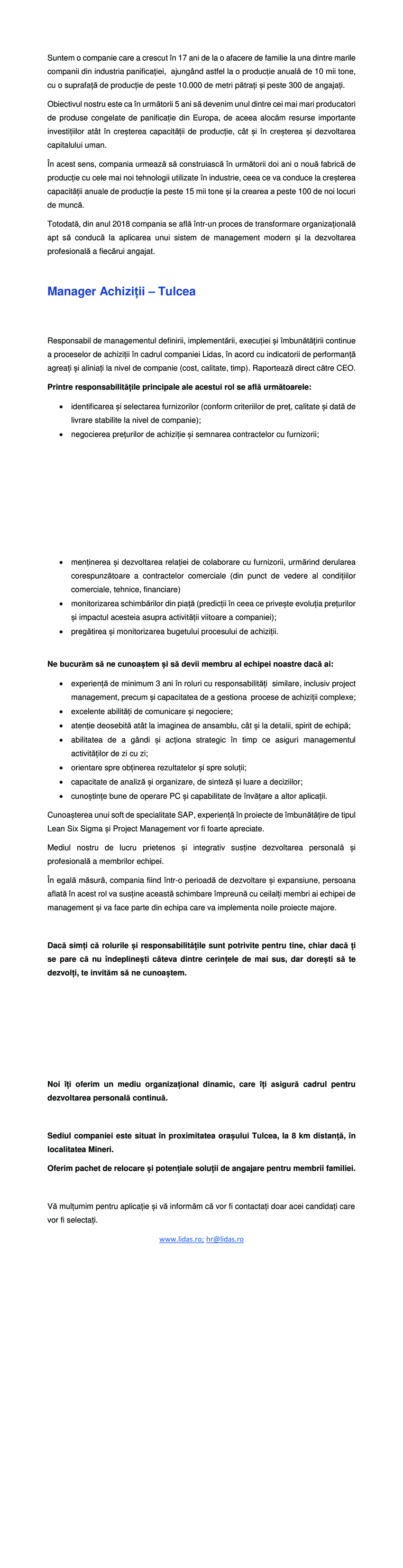 Manager Achiziții – Tulcea