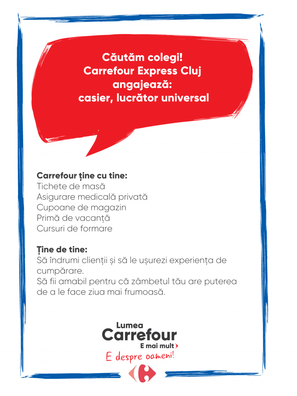 Căutăm colegi pentru Carrefour Express Cluj