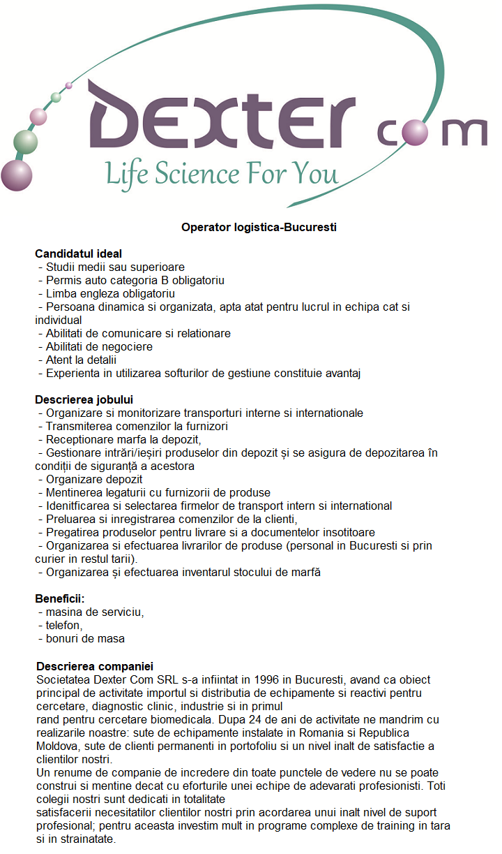 Operator logistica-Bucuresti