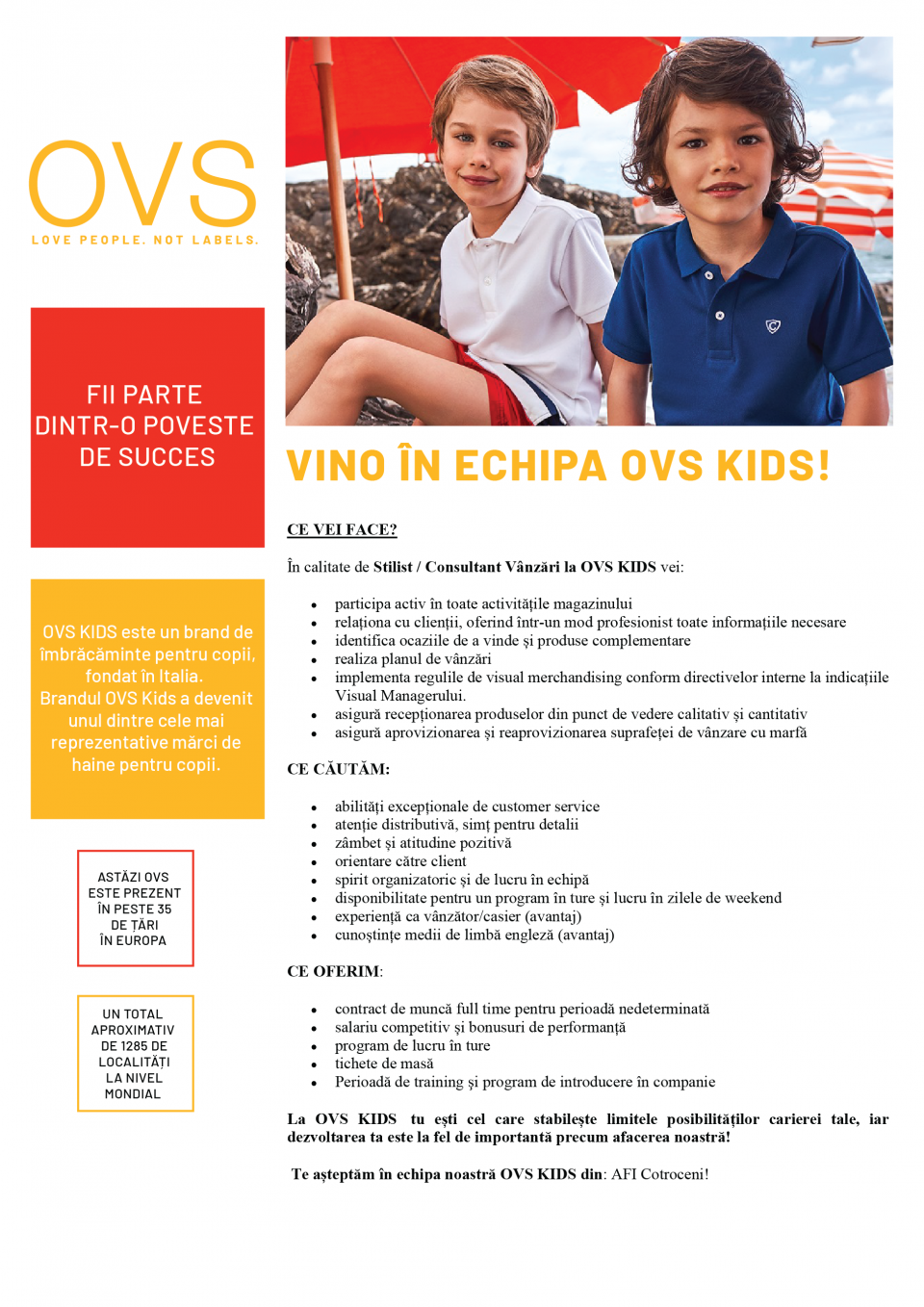 Consilier Vânzări OVS Kids