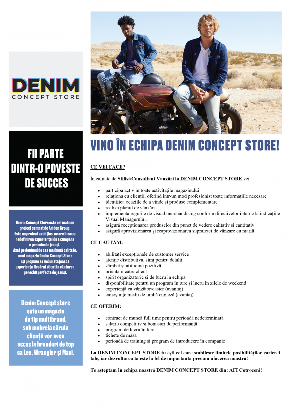 Consilier Vânzări Denim Concept Store