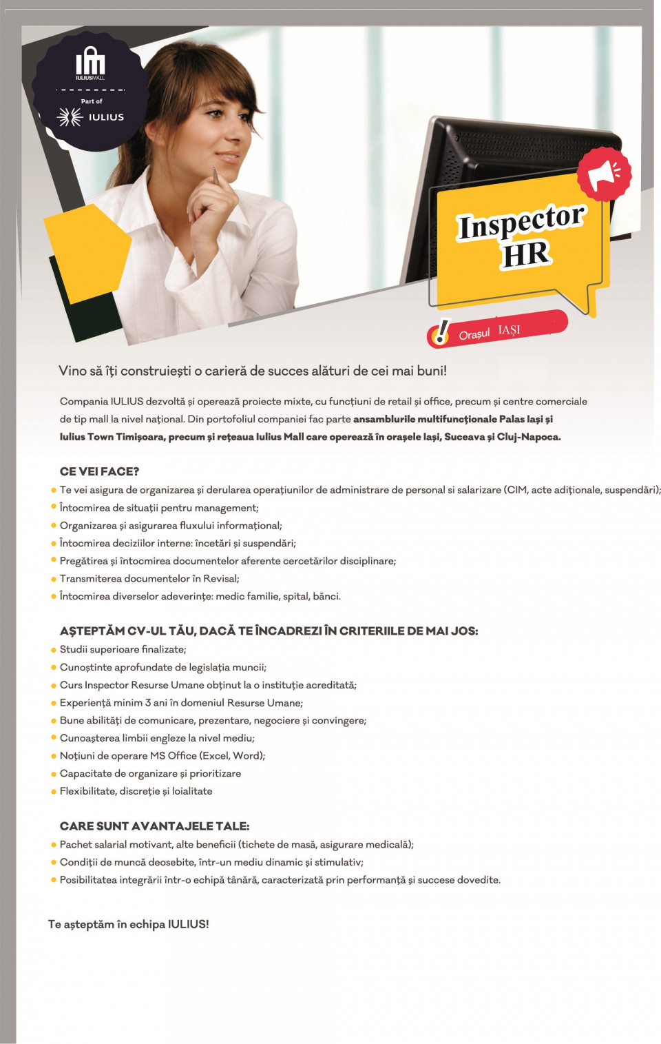 Inspector Resurse Umane – Iasi