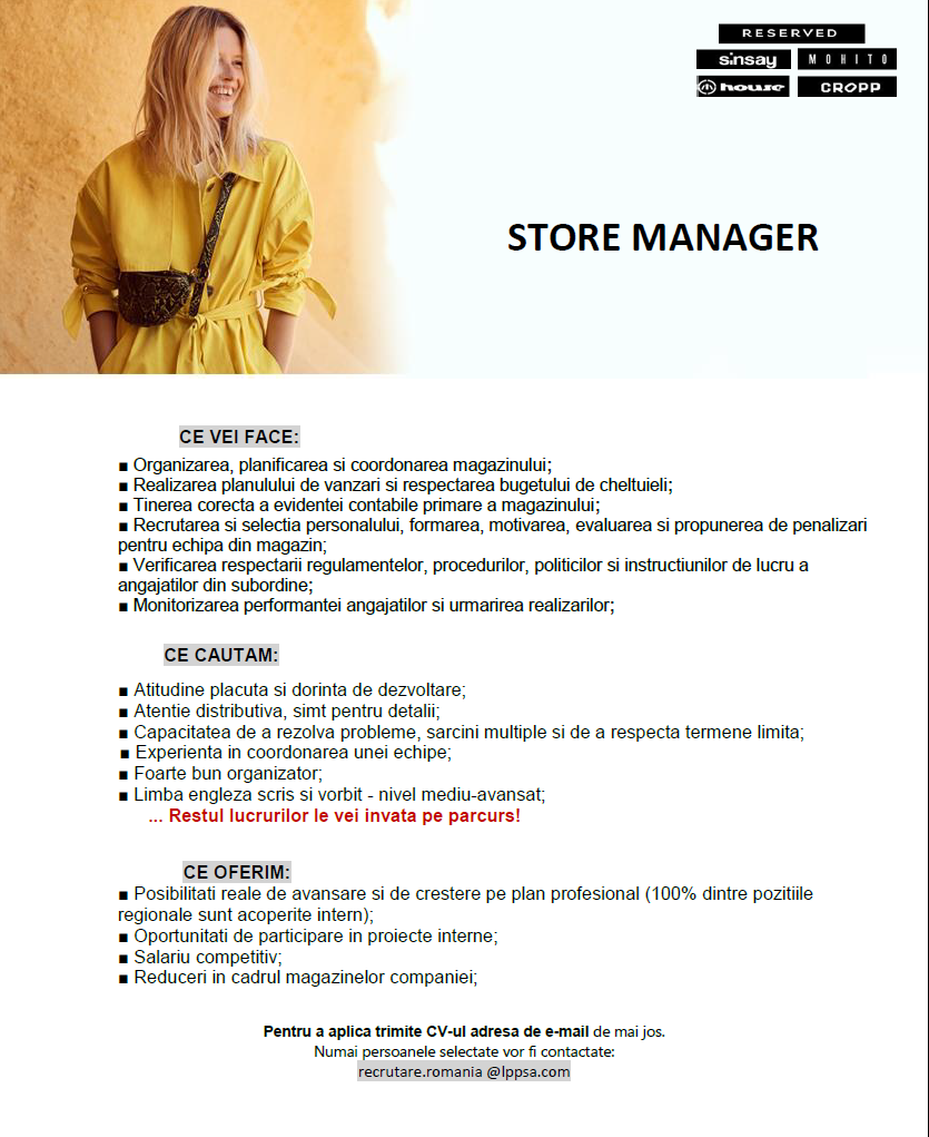 Store Manager Sinsay Balotesti