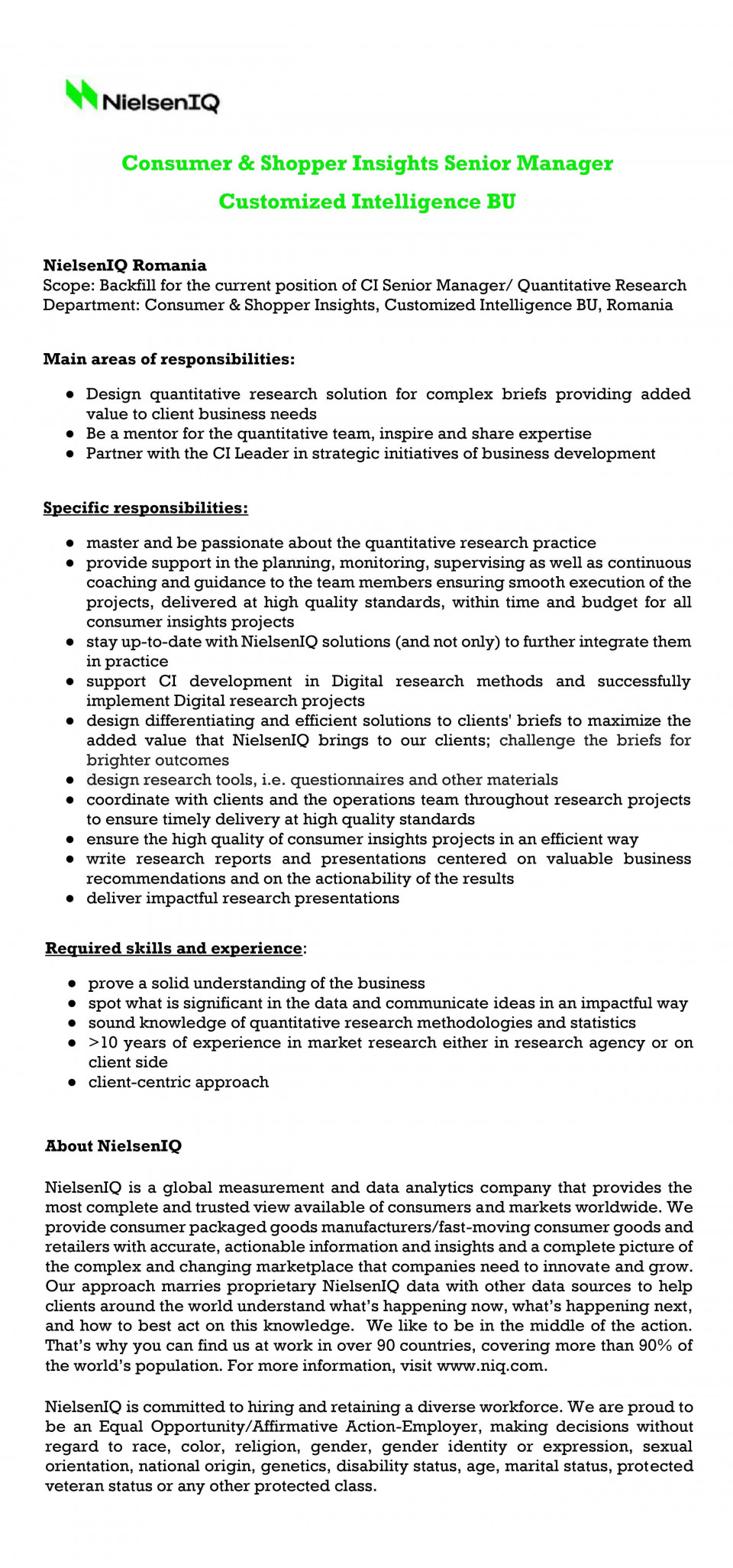 Consumer Insights Senior Manager