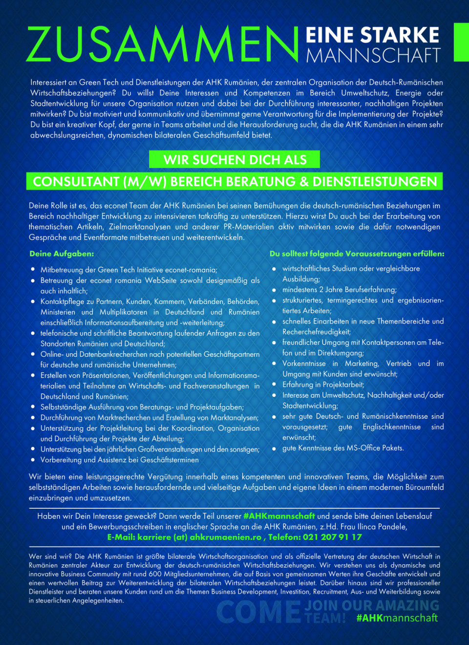 CONSULTANT (M/W) BEREICH BERATUNG & DIENSTLEISTUNGEN