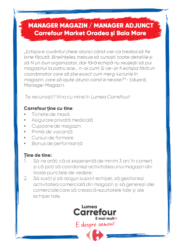 Manager & Manager Adjunct Market Oradea si Baia Mare