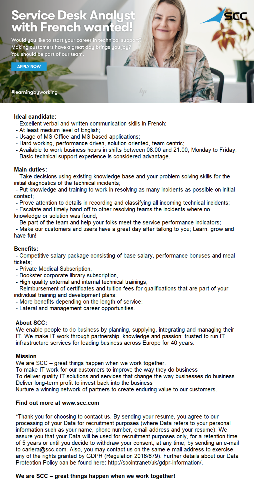 Remote IT Service Desk Analyst with French