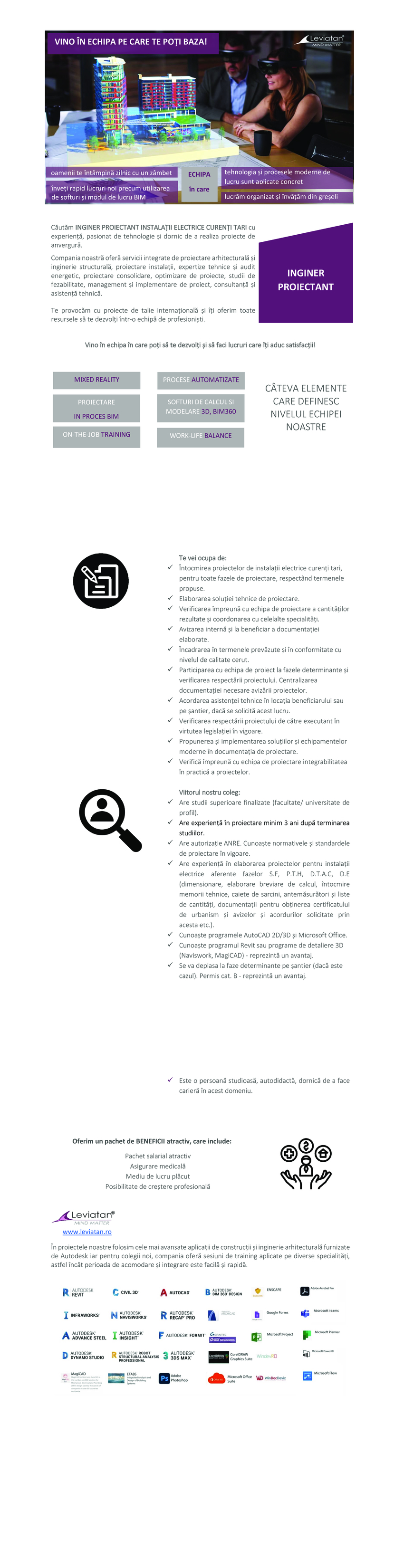 INGINER PROIECTANT INSTALAȚII ELECTRICE CURENȚI TARI