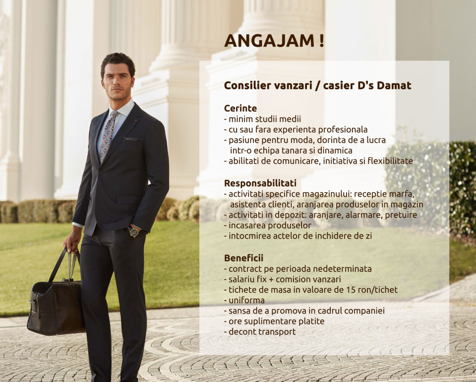 Reprezentant Vanzari D's Damat Baneasa/Afi/ Plaza/Vitan