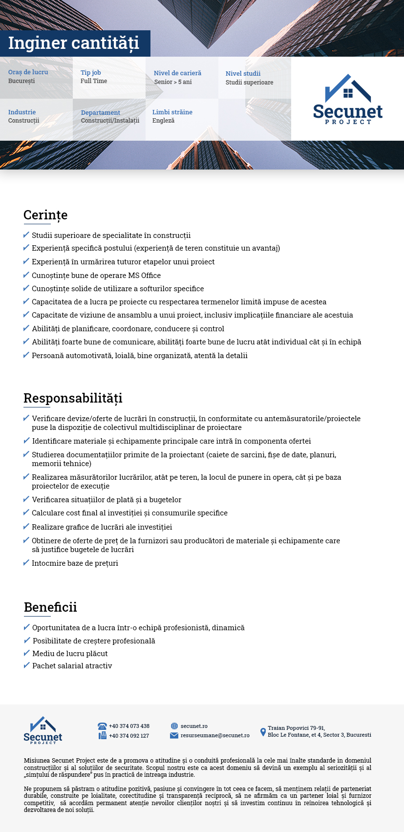 Inginer cantitati