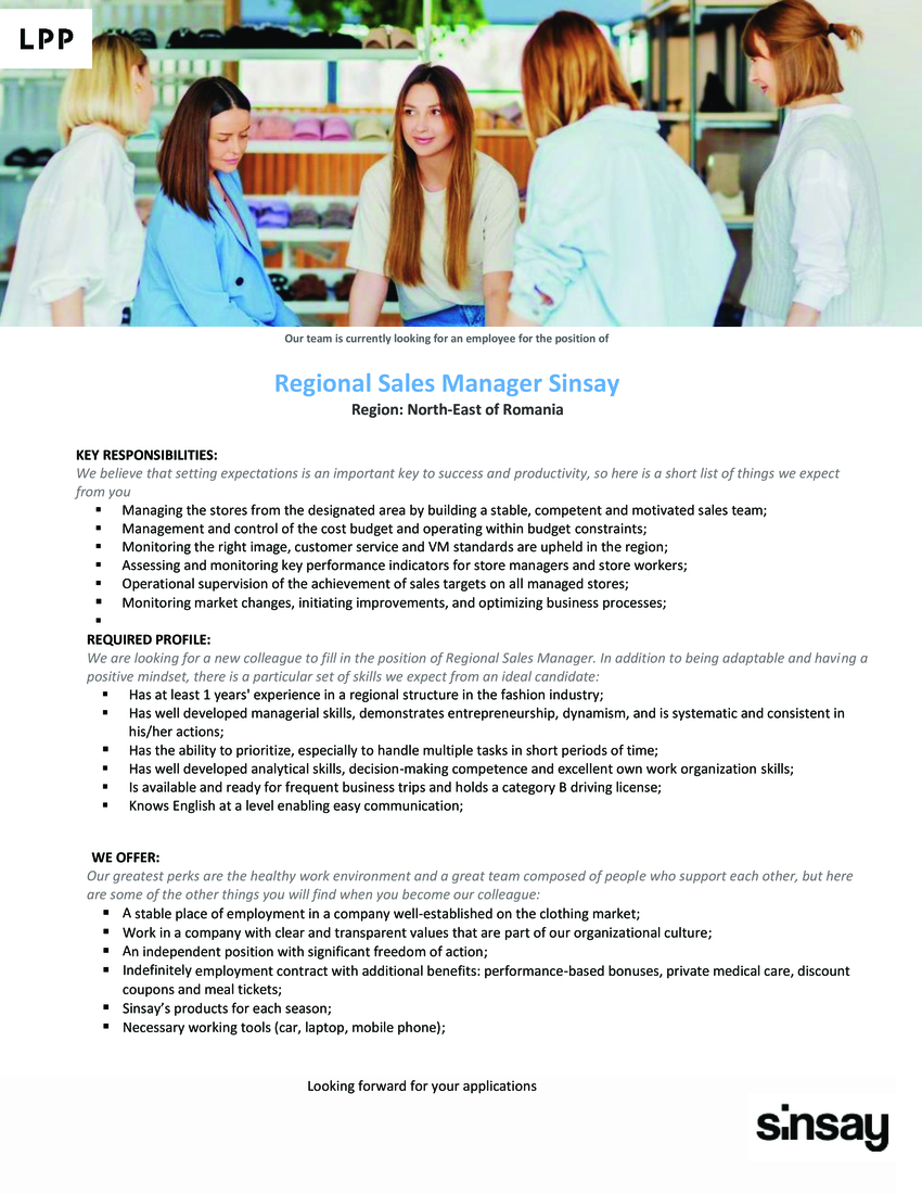 Regional Sales Manager Sinsay brand