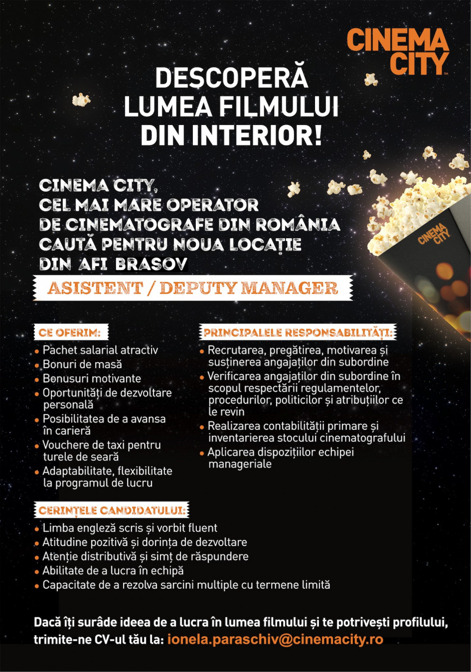 Asistent / Deputy Manager - Cinema City - AFI BRASOV