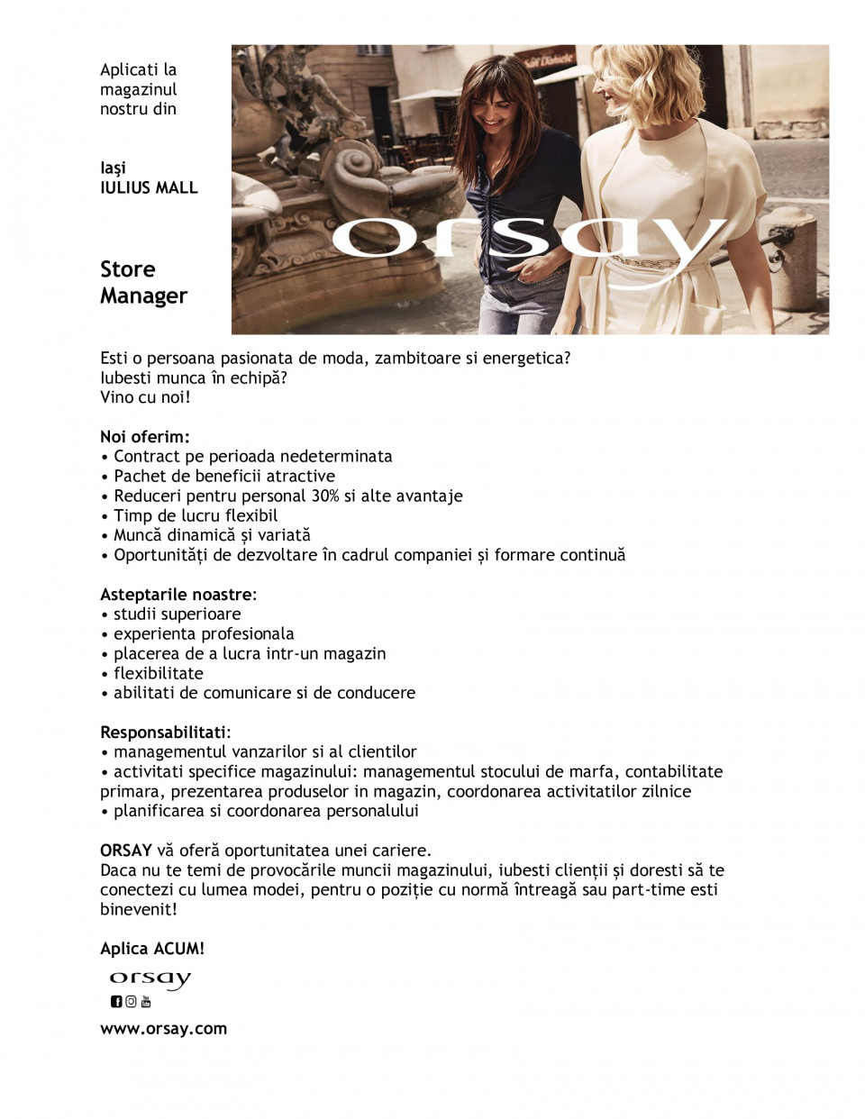 STORE MANAGER - IASI IULIUS MALL