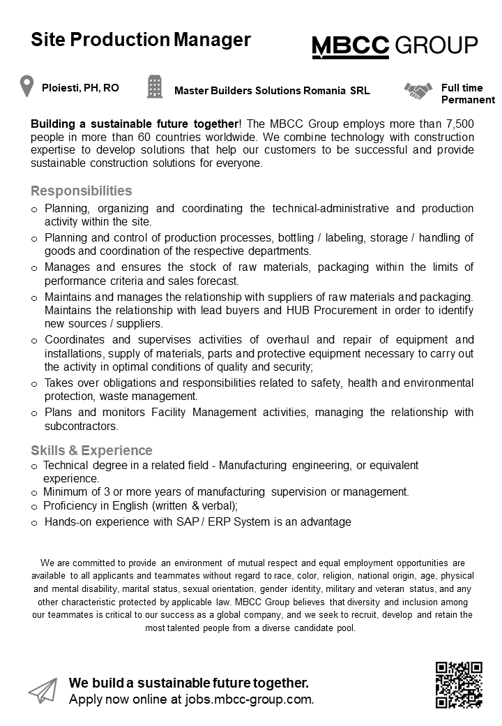 Manager Productie/ Site Production Manager