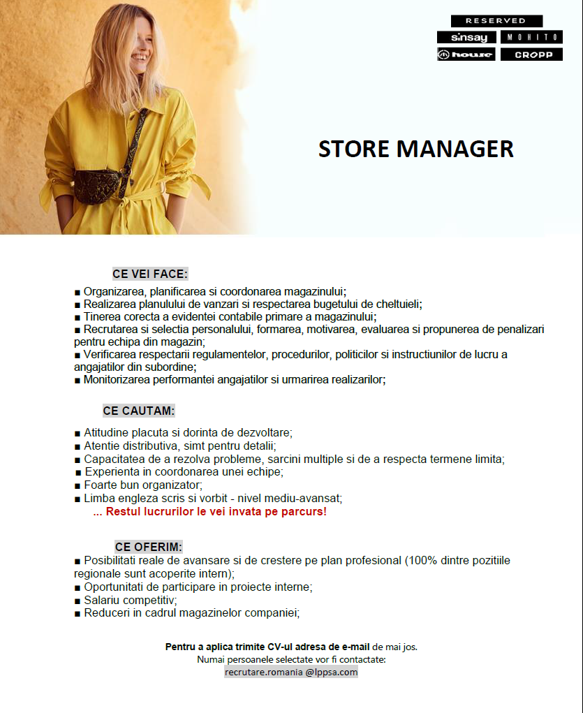 Store Manager  SINSAY