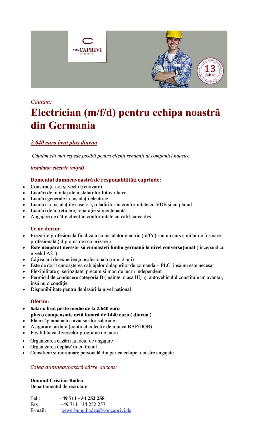 Electrician (m/f)