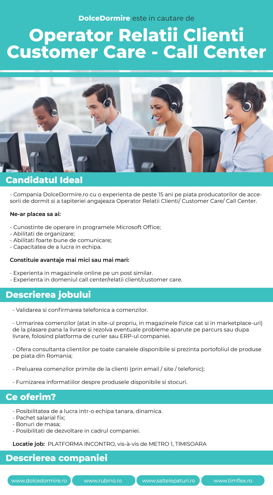 Operator Relatii Clienti/ Customer Care/ Call Center