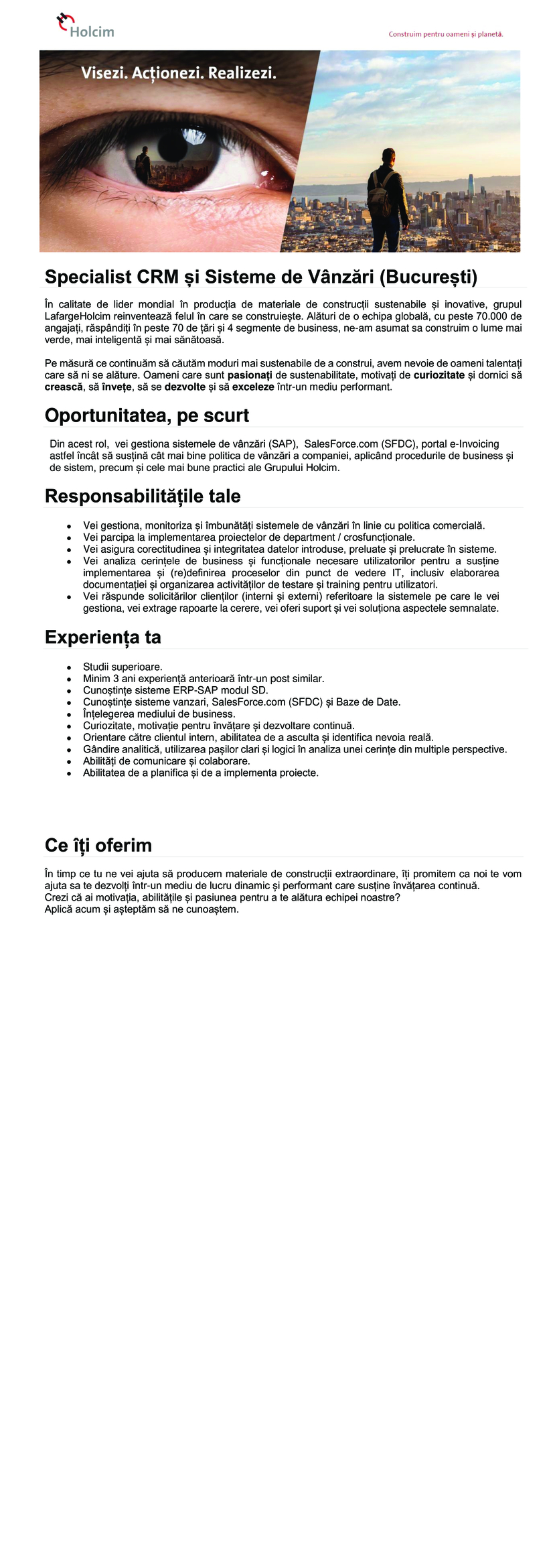 Specialist CRM și Sisteme de Vânzări