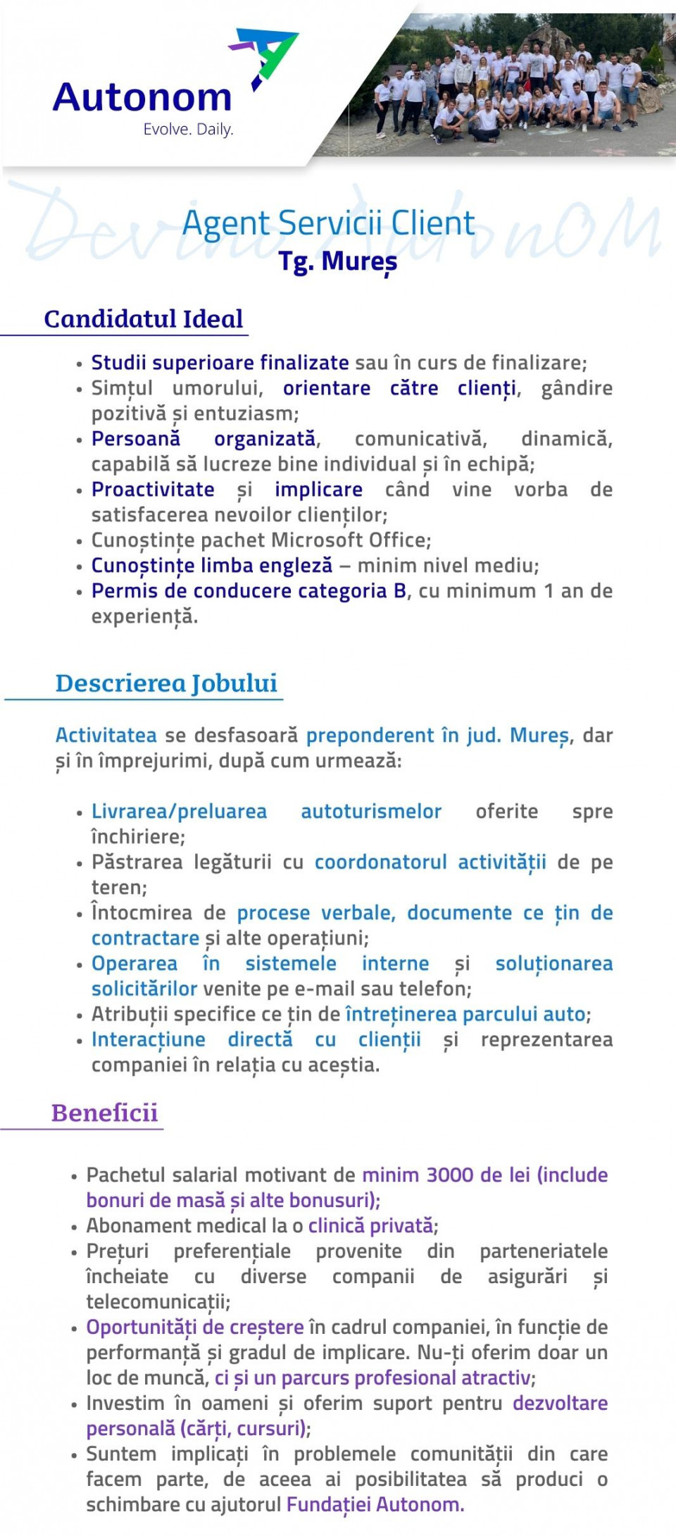 AGENT SERVICII CLIENT Tg. Mures