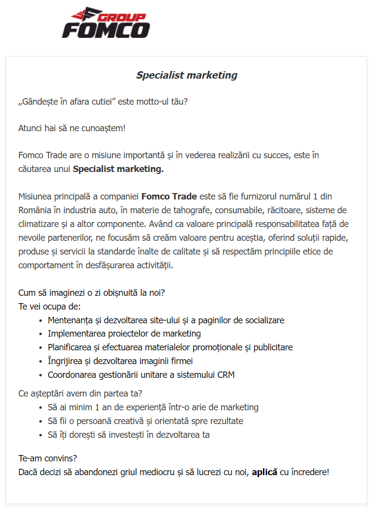 Specialist marketing