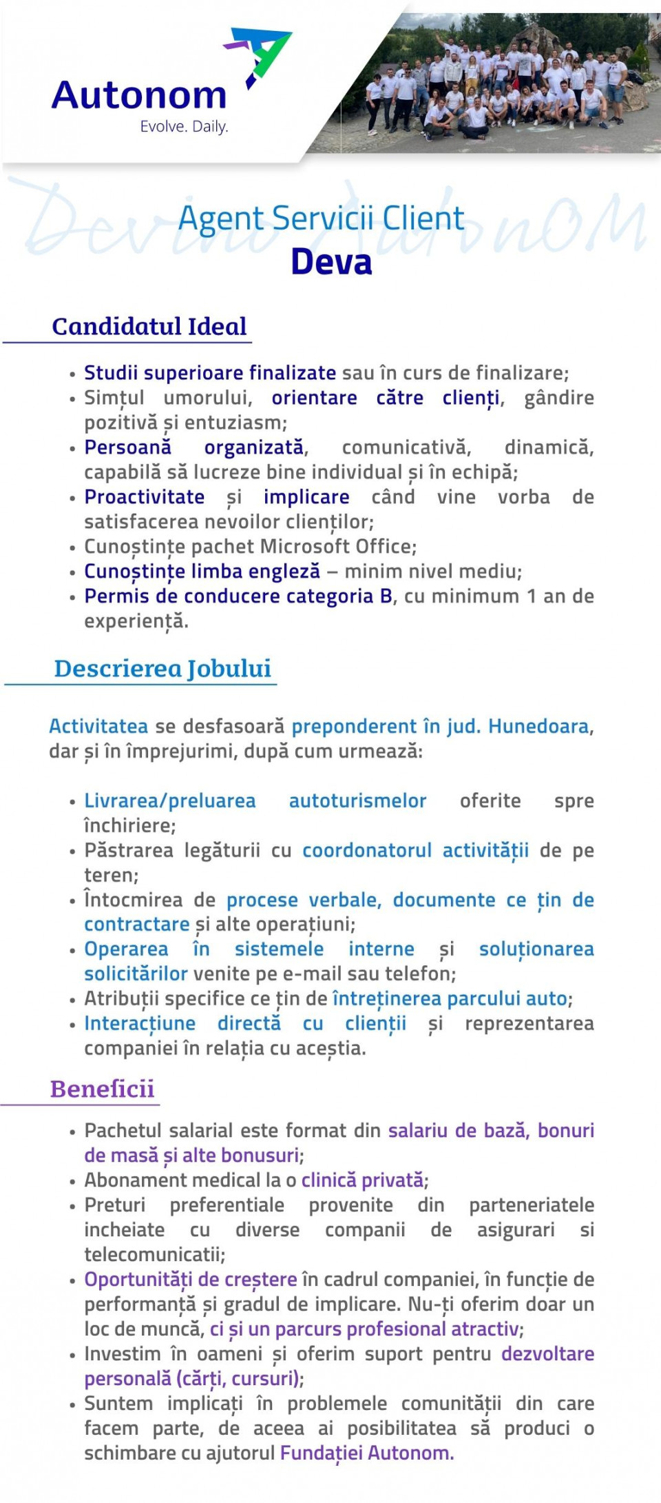AGENT SERVICII CLENT - DEVA