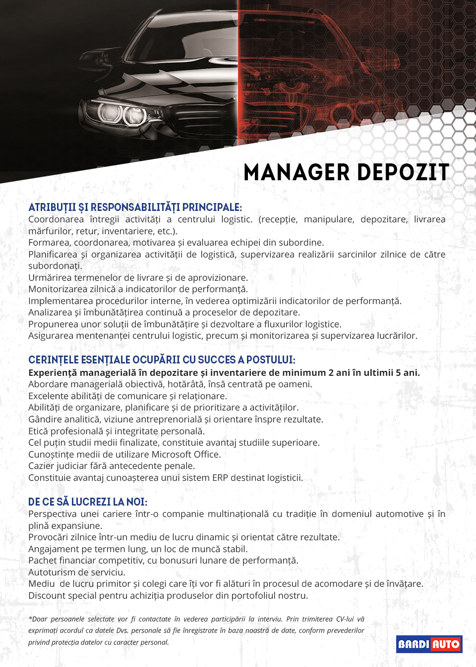 Manager depozit