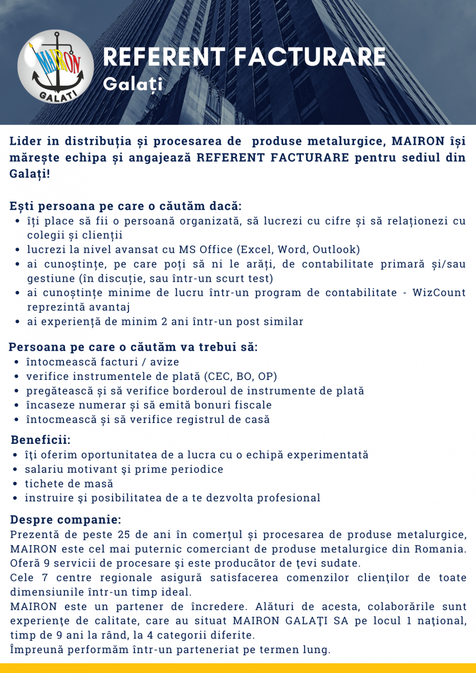 REFERENT FACTURARE GALATI