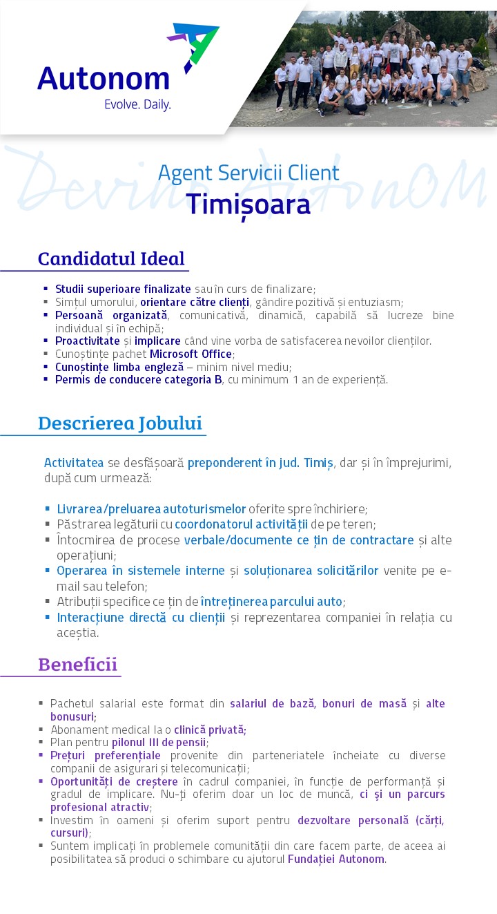 AGENT SERVICII CLIENT - TIMISOARA