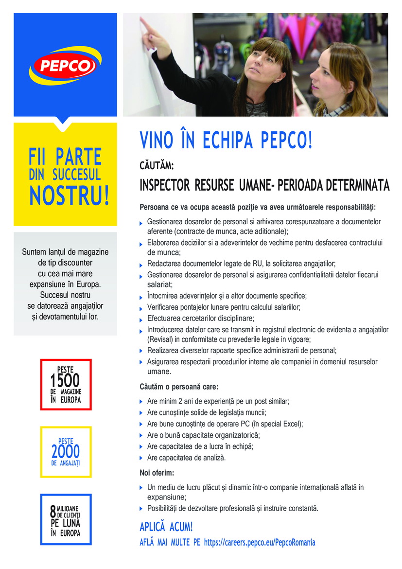 Inspector Resurse Umane- perioada determinata
