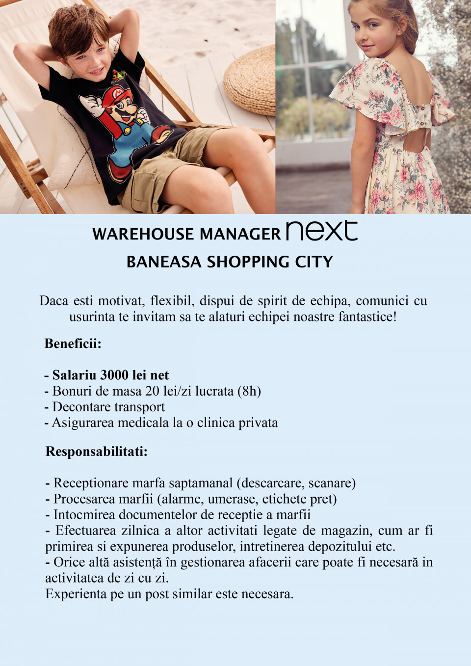 Warehouse manager - Next Baneasa