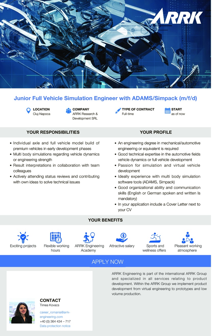 Junior Full Vehicle Simulation Engineer with ADAMS/ Simpack