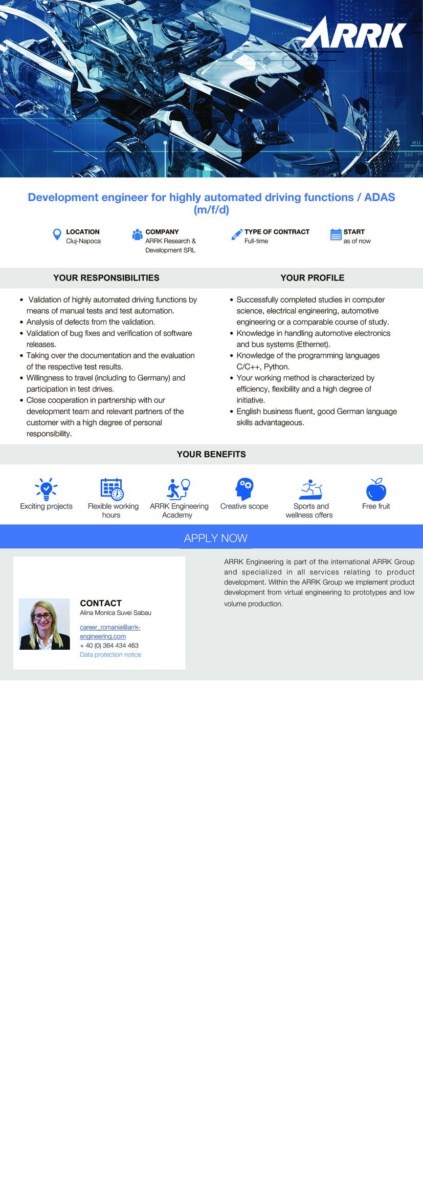 Development engineer-highly automated driving functions/ADAS