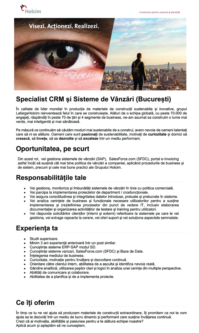 Specialist CRM si Sisteme de Vanzari