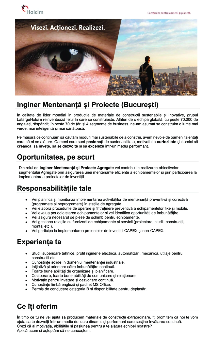 Inginer Mentenanta si Proiecte
