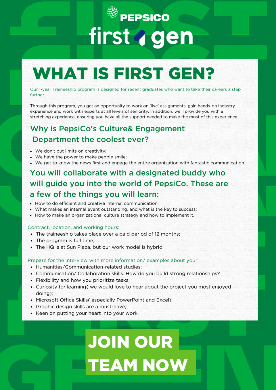 Culture& Engagement Internship @ PepsiCo