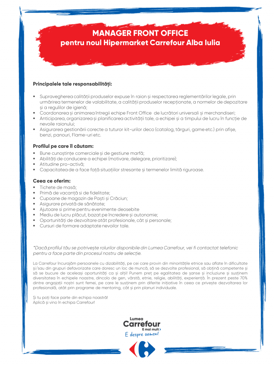 Manager Front Office Carrefour Alba Iulia