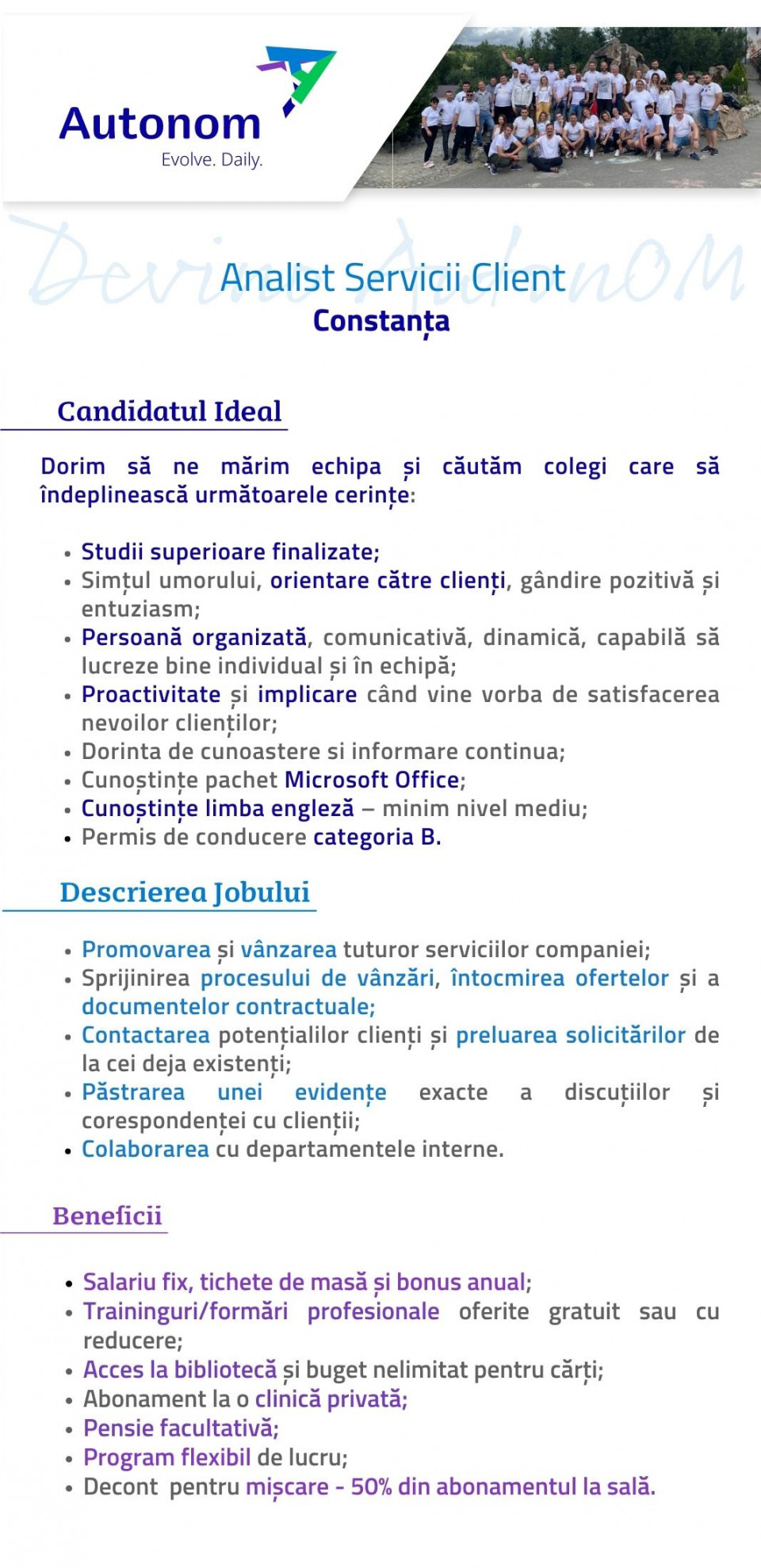 ANALIST SERVICII CLIENT - CONSTANTA