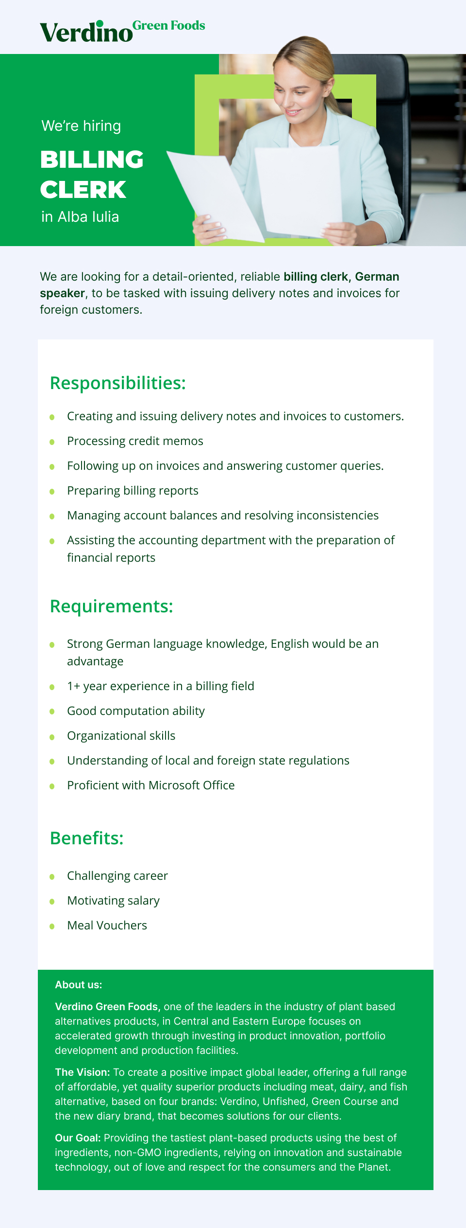 Operator facturare- Billing Clerk