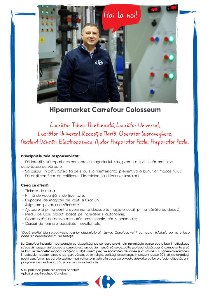 Cautam colegi noi la Hipermarket Carrefour Colosseum