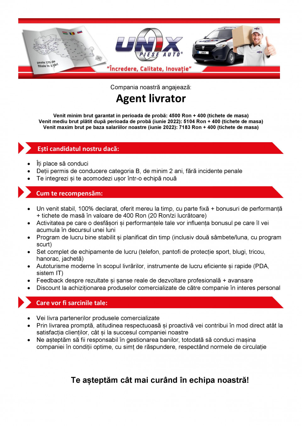 Agent livrator (4500 – 7183 ron)