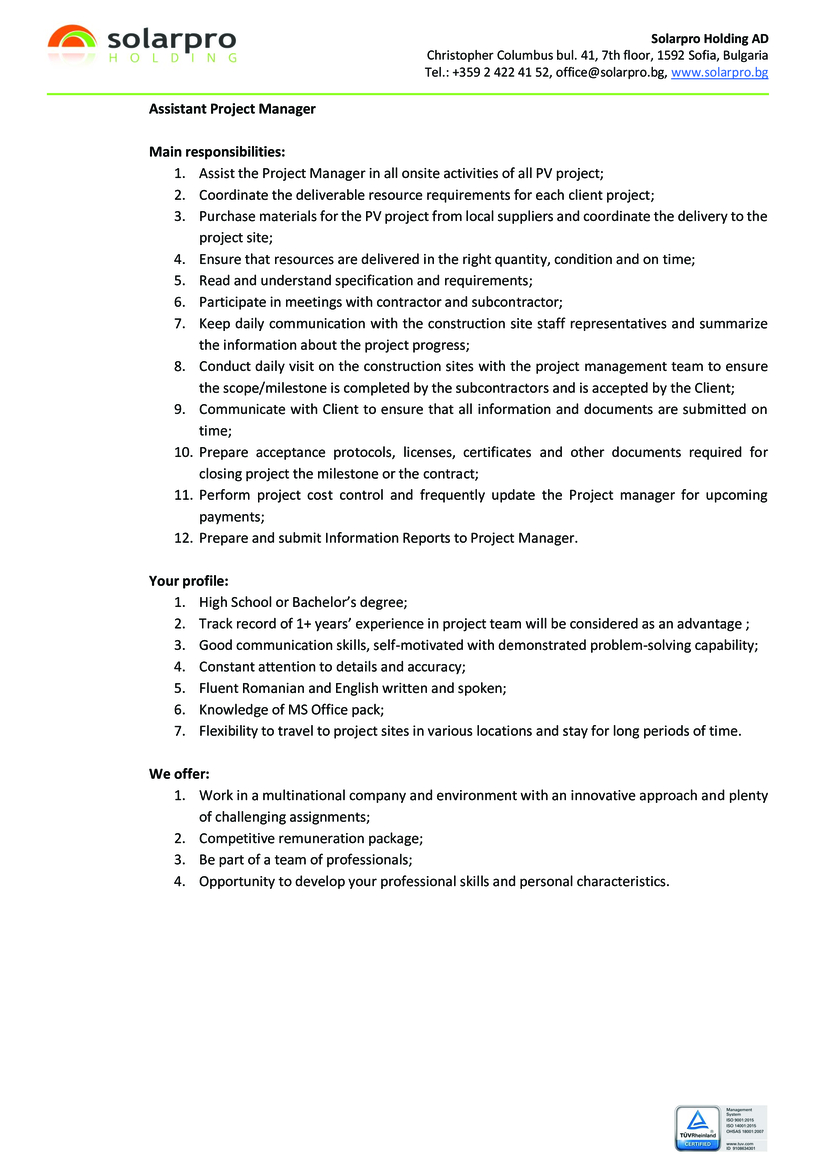 Assistant Project Manager