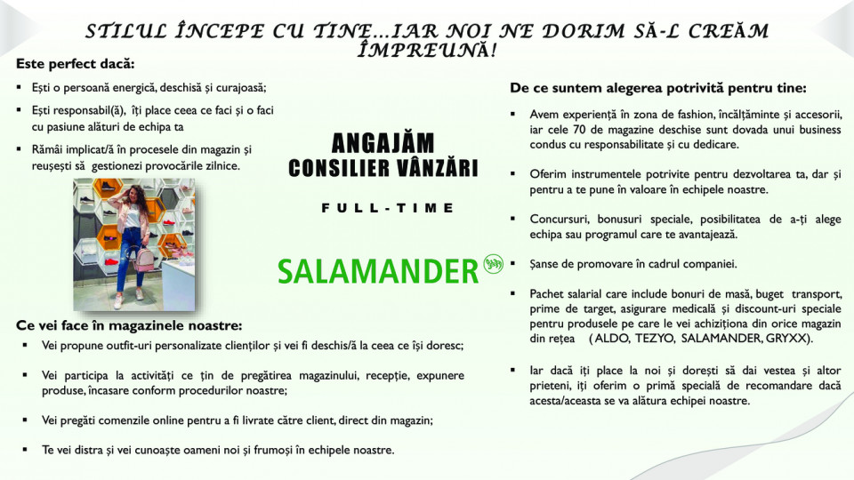 Consilier Vanzari - Salamander Cotroceni