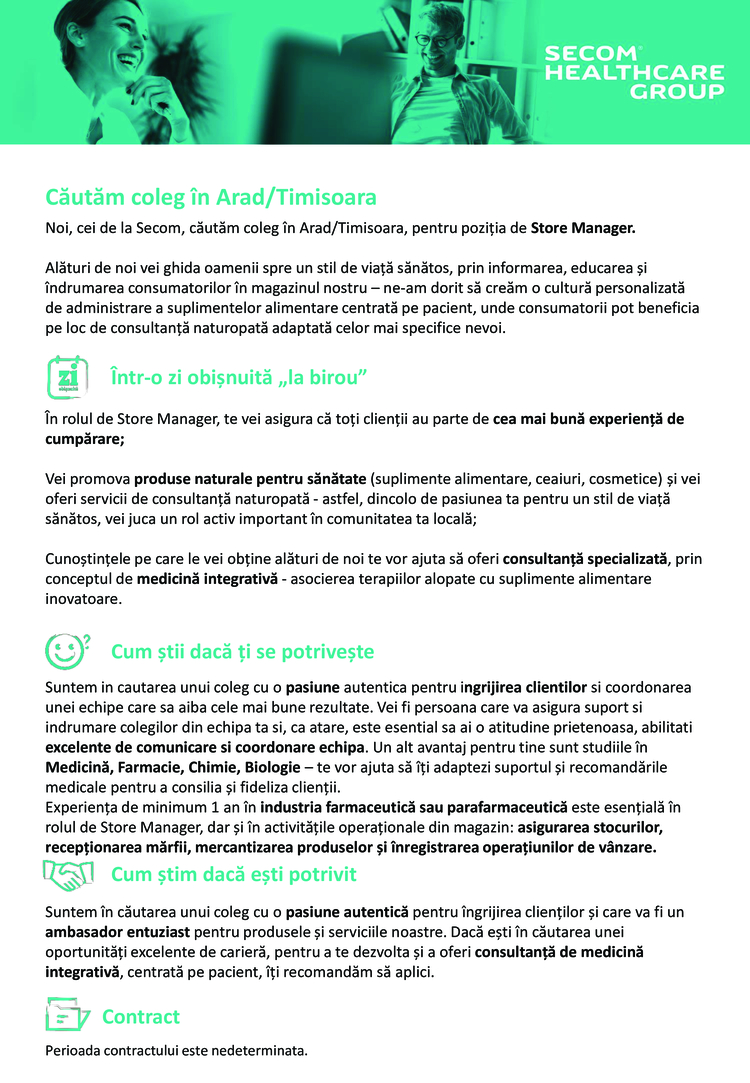 Store Manager Arad/Timisoara