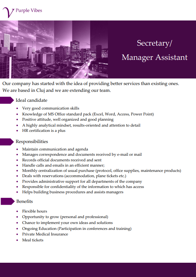 Secretary / Manager Assistant