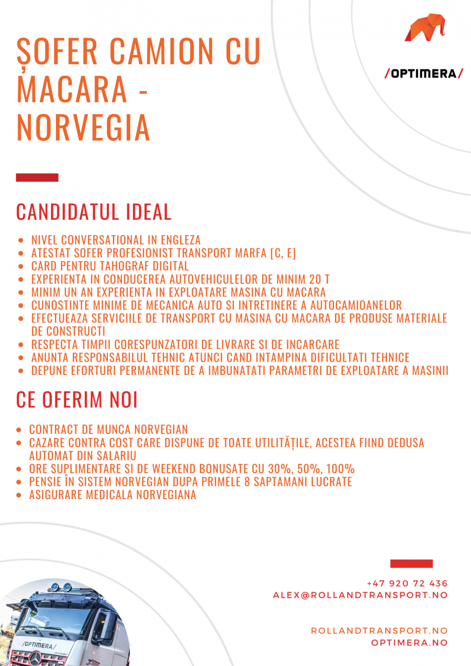 SOFER CAMION CU MACARA - NORVEGIA