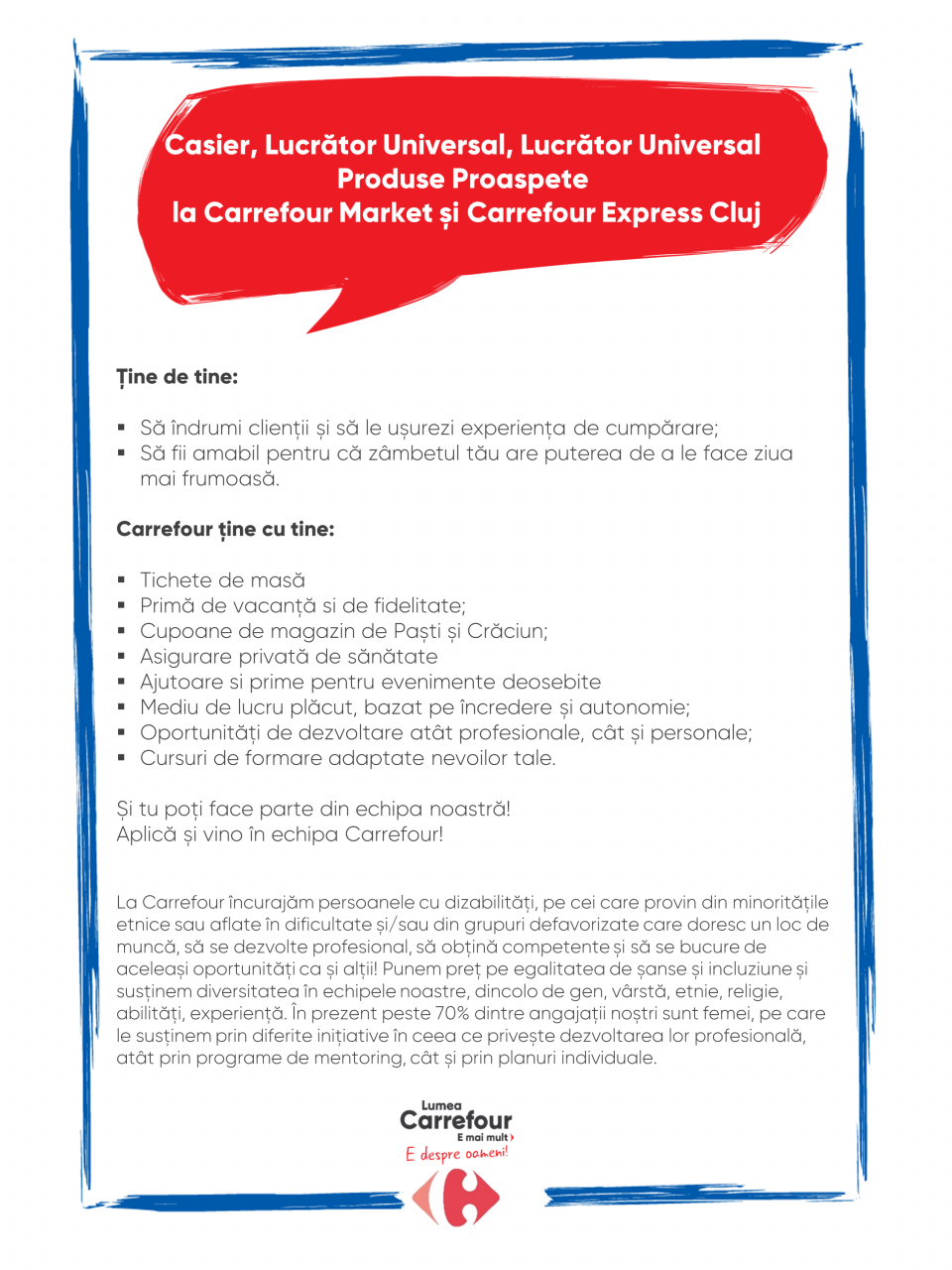 Casier si Lucrator Universal la Carrefour Market Cluj